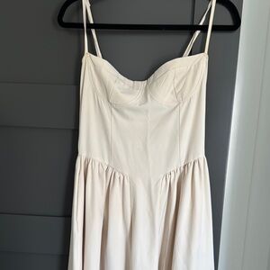 Elegant Cream Spaghetti Strap Dress